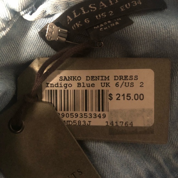 NWT AllSaints Sanko denim dress - Picture 6 of 6